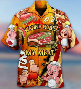 Pig Cute Wanna Rub My Meat Funny Barbecue Hawaiian Shirt For Men Women