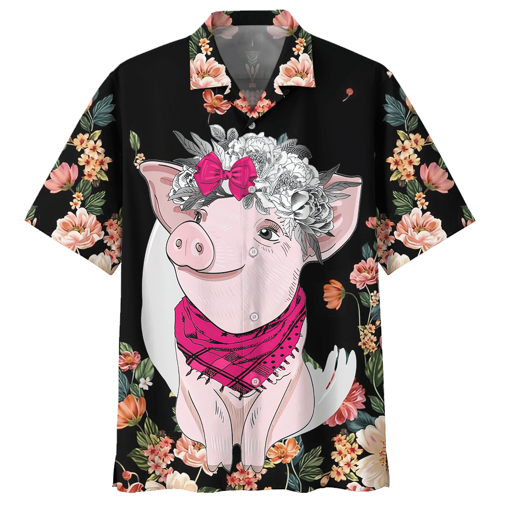 Pig Hawaiian Shirt Black For Men Women
