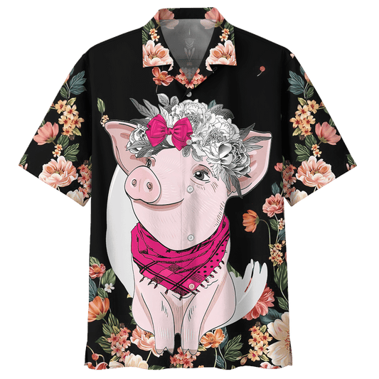 Pig Hawaiian Shirt Black For Men Women