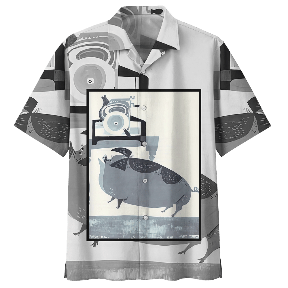 Pig Hawaiian Shirt Sport Grey For Men Women