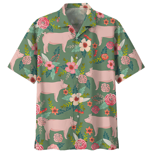 Pig Hawaiian Shirt Red For Men Women