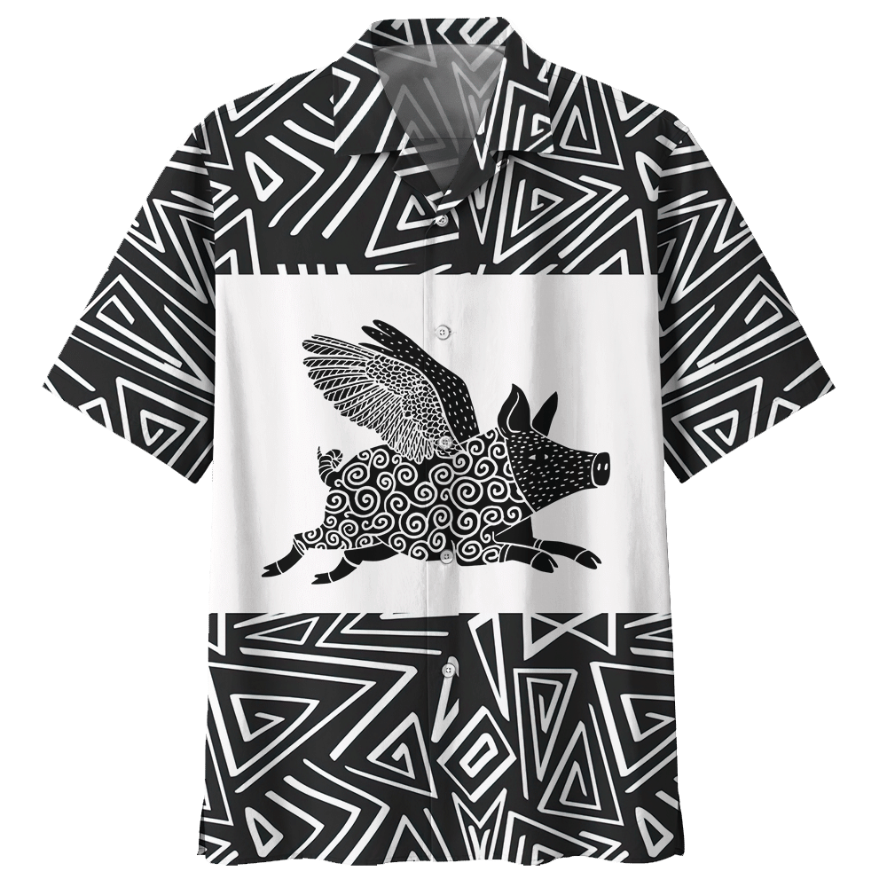 Pig Hawaiian Shirt Black For Men Women