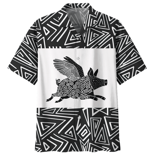 Pig Hawaiian Shirt Black For Men Women