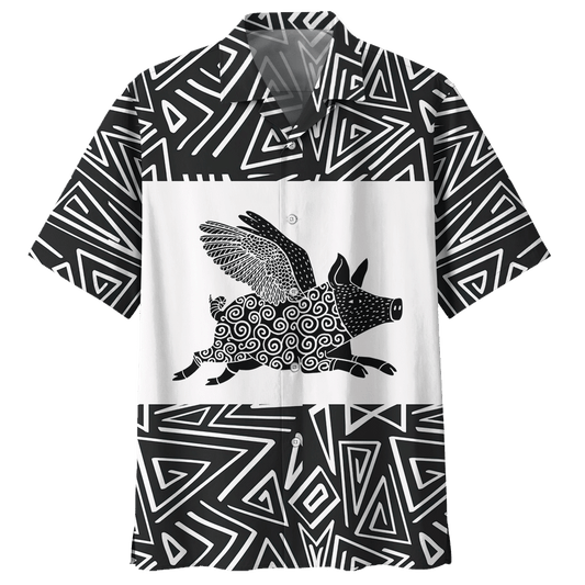 Pig Hawaiian Shirt Black For Men Women