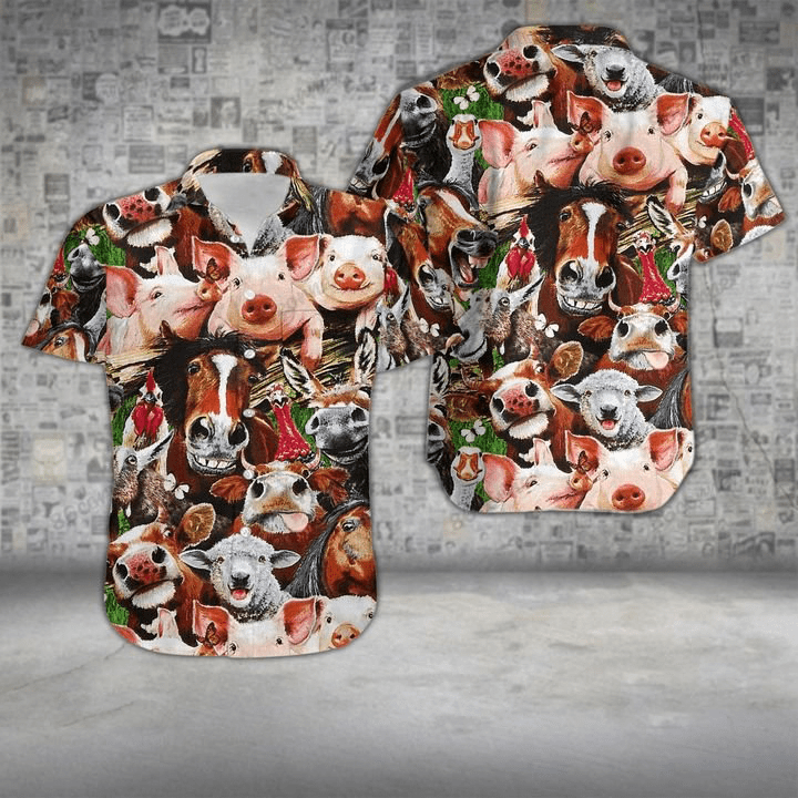 Pigs Play In The Farm Gift For Farmer Hawaiian Shirt For Men Women