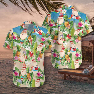 Pineapple Summer Santa Claus Hawaiian Shirt For Men Women