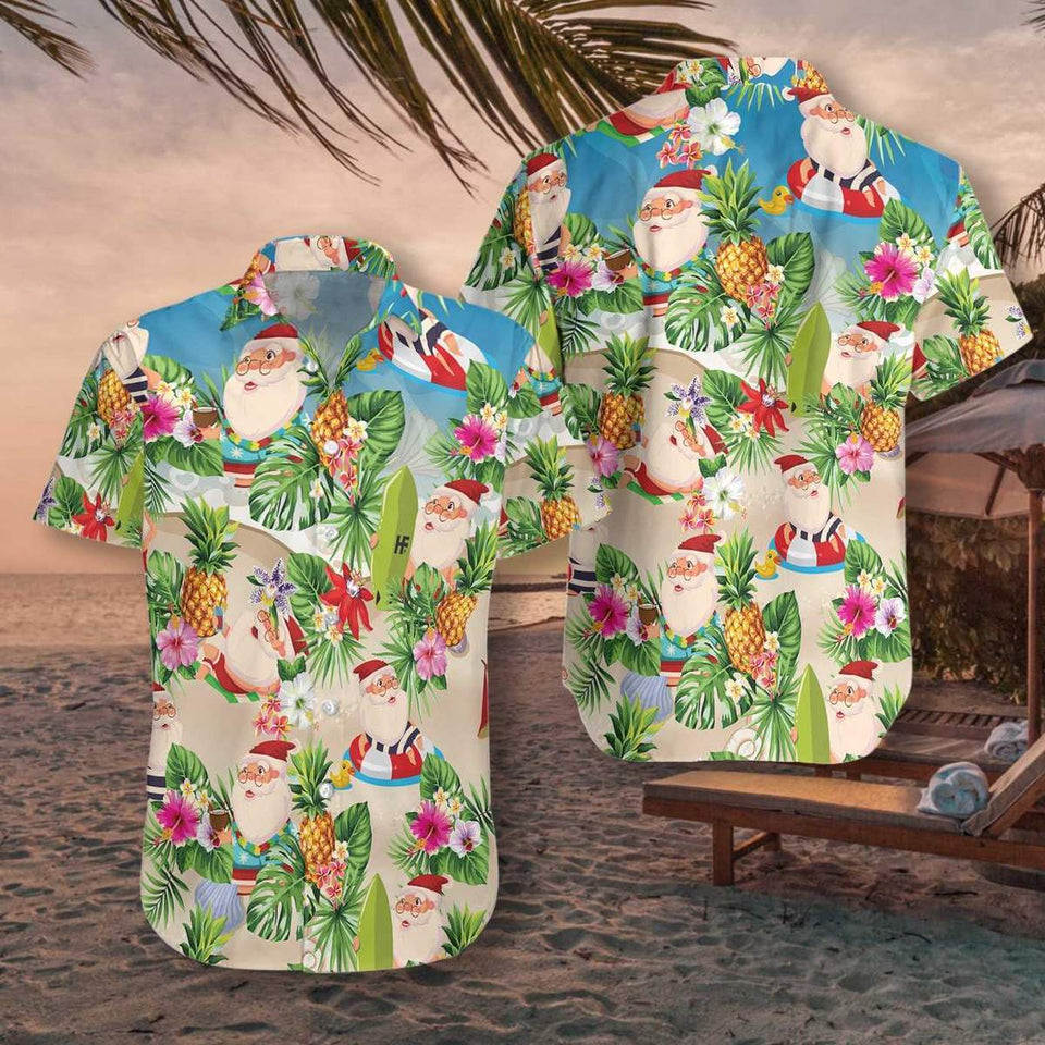 Pineapple Summer Santa Claus Hawaiian Shirt For Men Women