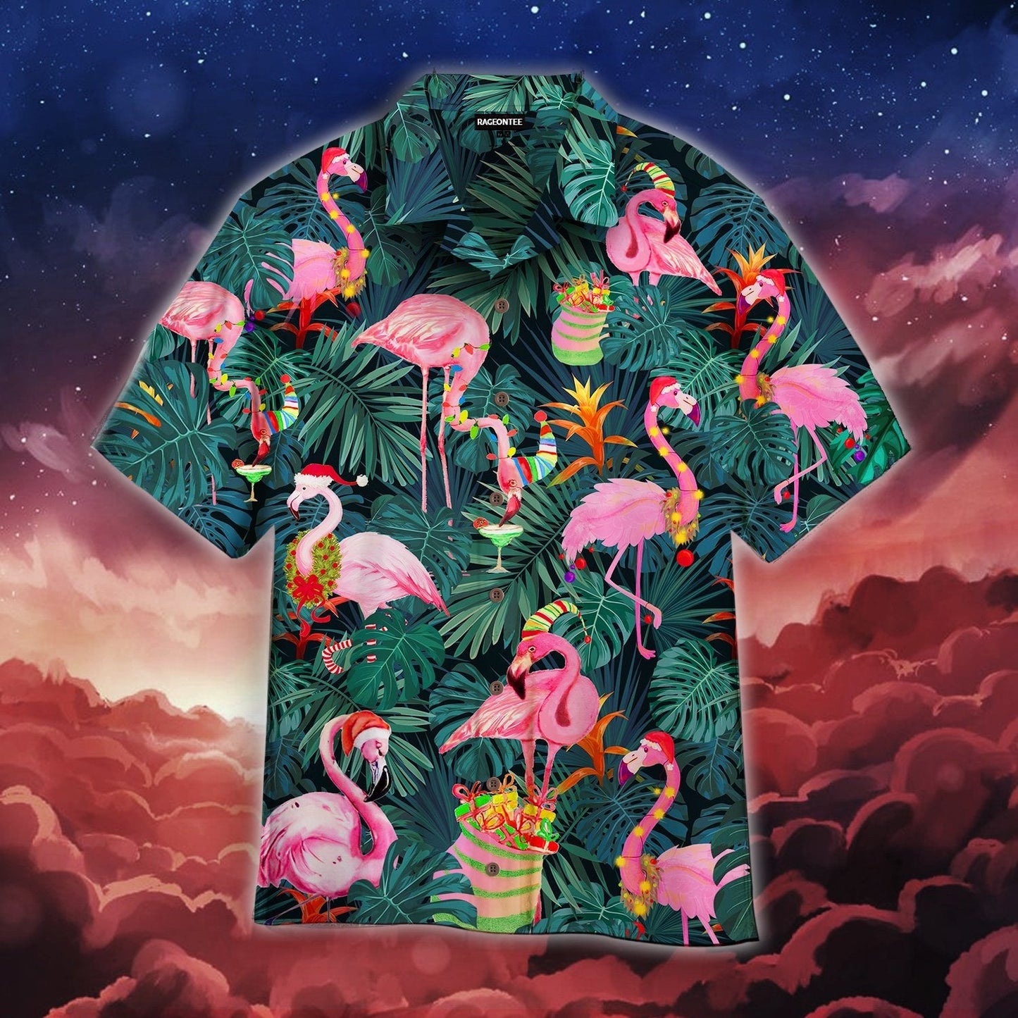Pink Christmas Flamingo Hawaiian Shirt For Men Women