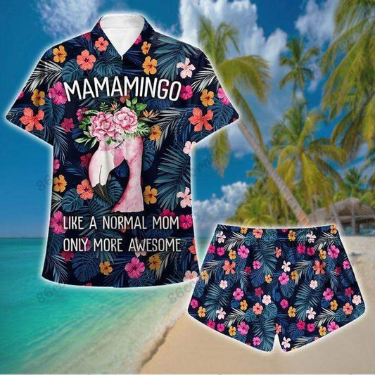 Pink Flamingo Mamamingo Beach Hawaiian Shirt Set Hawaiian Shirt For Men Hawaiian Shirt For Women