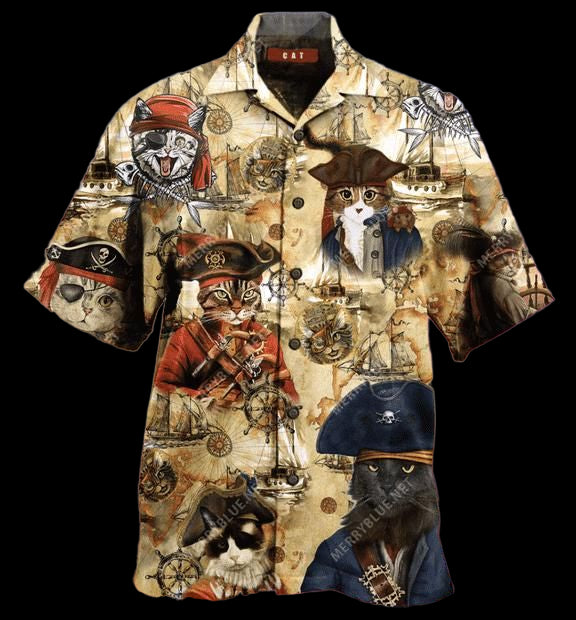 Pirate Cat Brown Best Design Hawaiian Shirt For Men Women