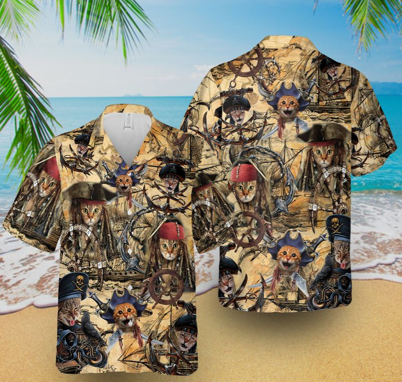 Pirate Cat Hawaiian Shirt For Men Women