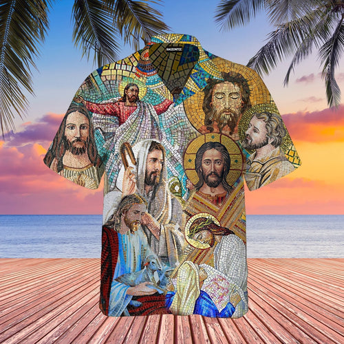 Portrait Of Jesus Stained Glass Hawaiian Shirt For Men Women