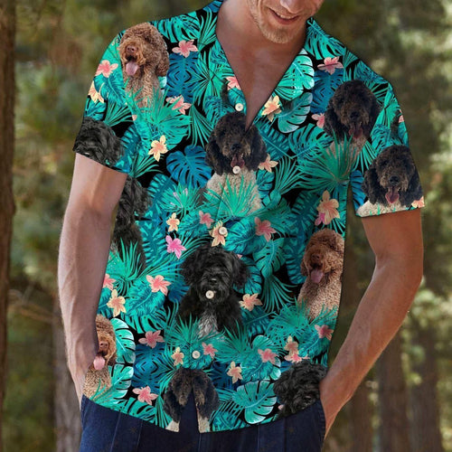 Portuguese Water Dog Tropical Green Unique Design Hawaiian Shirt For Men Women