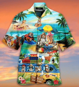 Puppy Dog In Fido Beach Park Hawaiian Shirt For Men Women