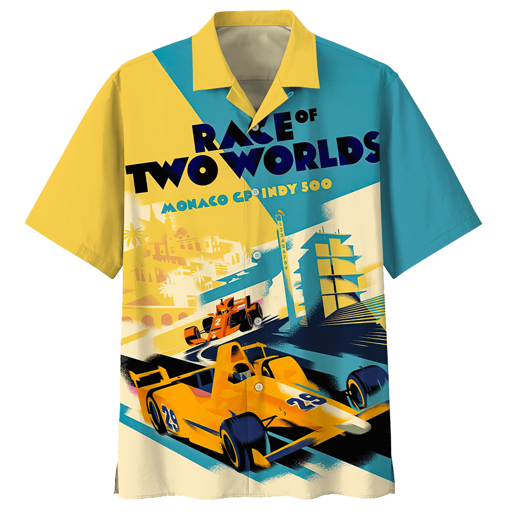 Race Two Worlds Formula Car Racing Hawaiian Shirt For Men Women