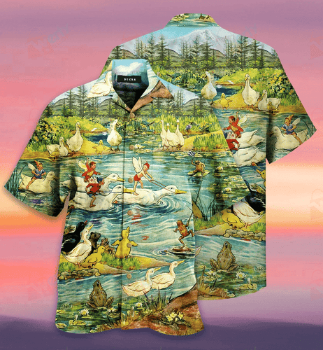 Racing Ducks Hawaiian Shirt For Men Women