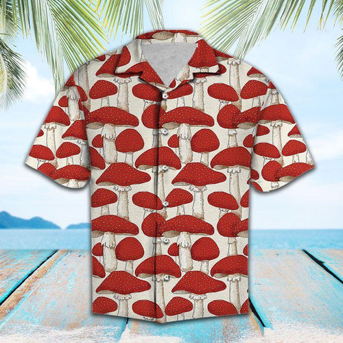 Red White Mushrooms Hawaiian Shirt For Men Women