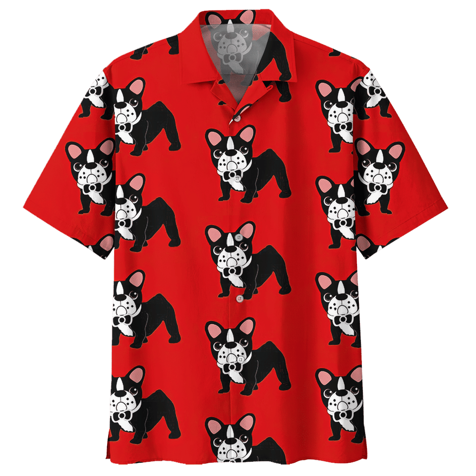 Red French Bulldog Hawaiian Shirt For Men Women