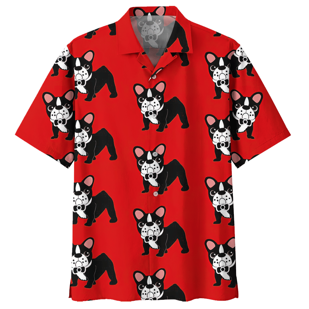 Red French Bulldog Hawaiian Shirt For Men Women