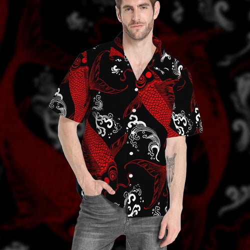 Red Koi Fish Hawaiian Shirt For Men Women