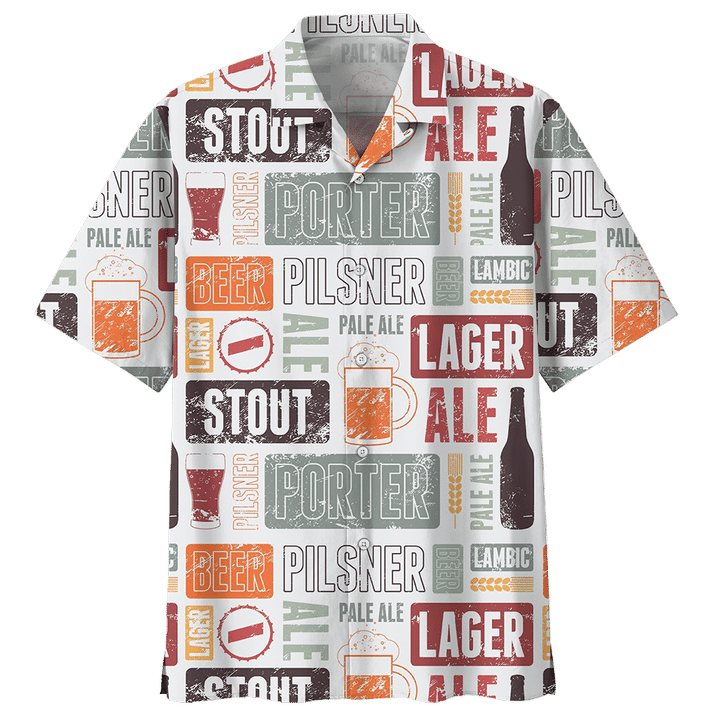 Retro Vintage Hawaiian Aloha Shirt Beers Pattern For Men Women