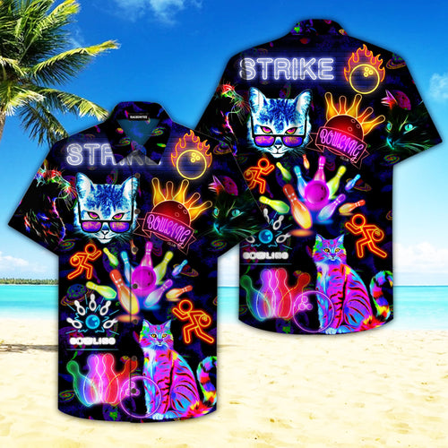 Rolling With My Homies Cats Bowling Hawaiian Shirt For Men Women