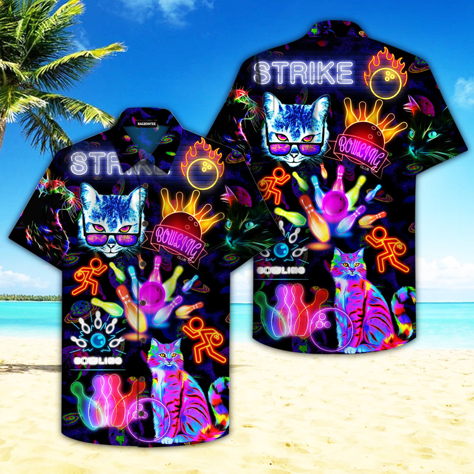 Rolling With My Homies Cats Bowling Hawaiian Shirt For Men Women