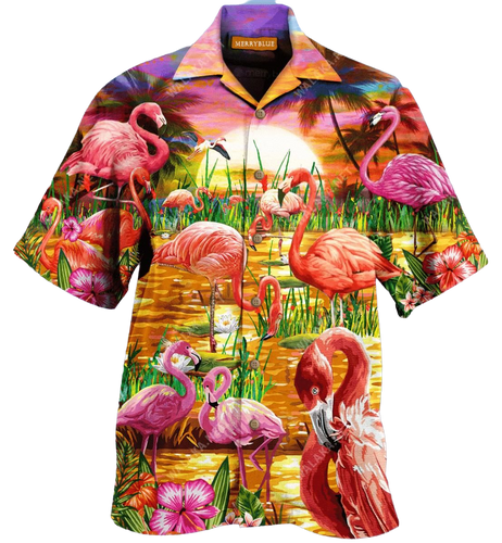 Romantic Sunset With Flamingo Pink Unique Design Hawaiian Shirt For Men Women