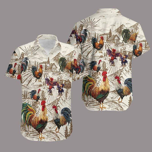 Rooster Vintage Hawaiian Aloha Shirt Gift For Farmer For Men Women