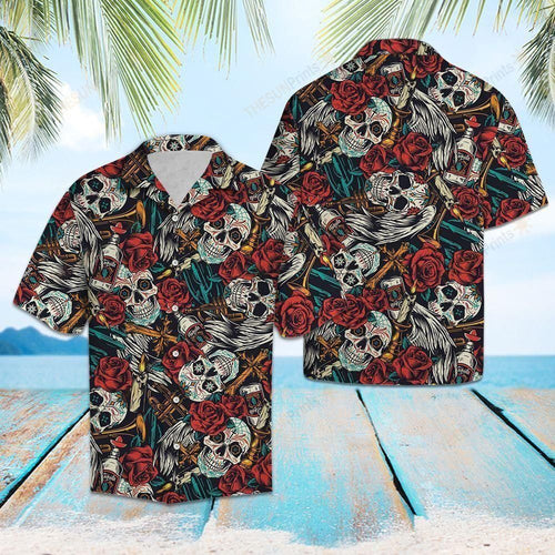 Rose Sugar Skull Multicolor Best Design Hawaiian Shirt For Men Women