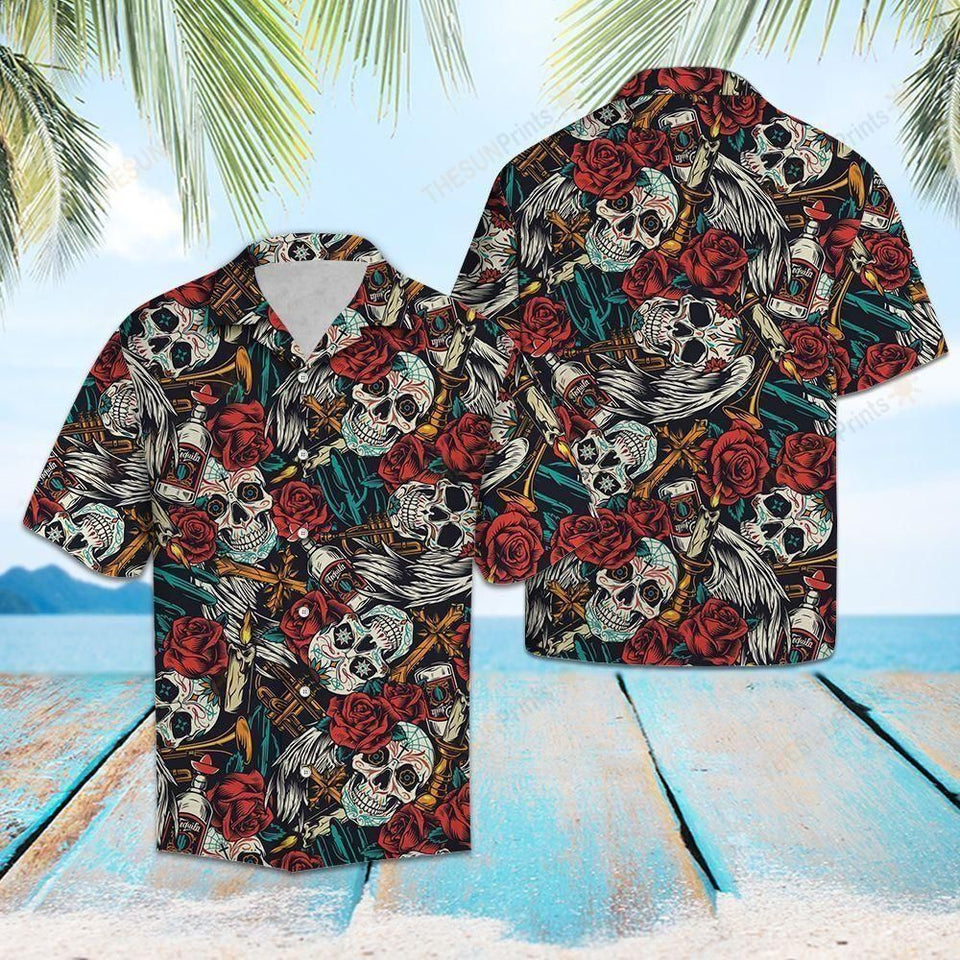 Rose Sugar Skull Multicolor Best Design Hawaiian Shirt For Men Women
