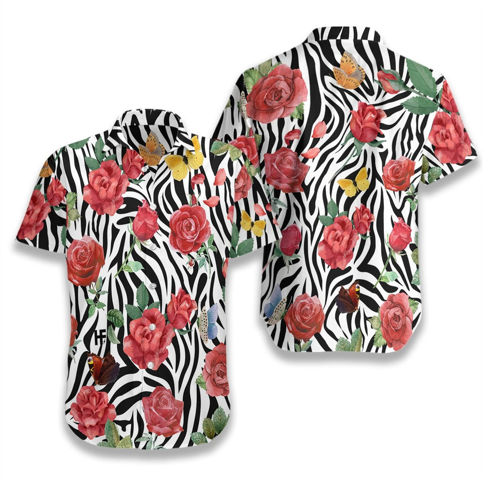 Rose Zebra Watercolor Painting Art Hawaiian Shirt For Men Women