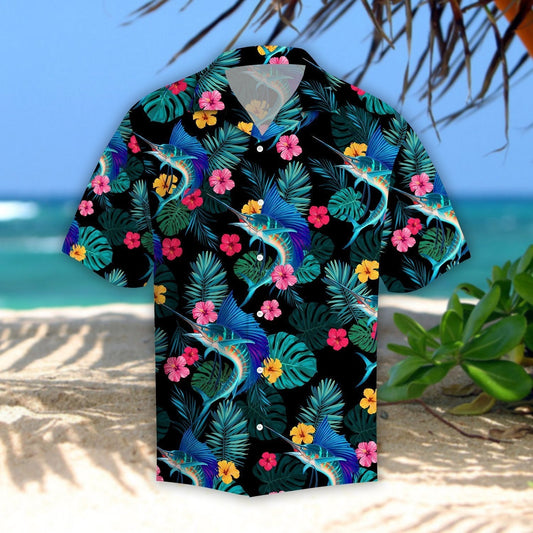 Sailfishs Hibiscus Tropical Hawaiian Shirt For Men Women