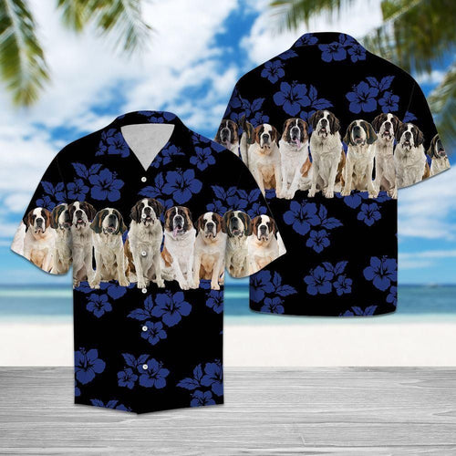 Saint Bernard Blue Nice Design Hawaiian Shirt For Men Women