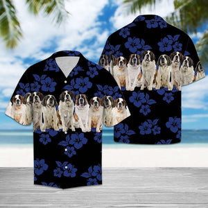 Saint Bernard Blue Nice Design Hawaiian Shirt For Men Women
