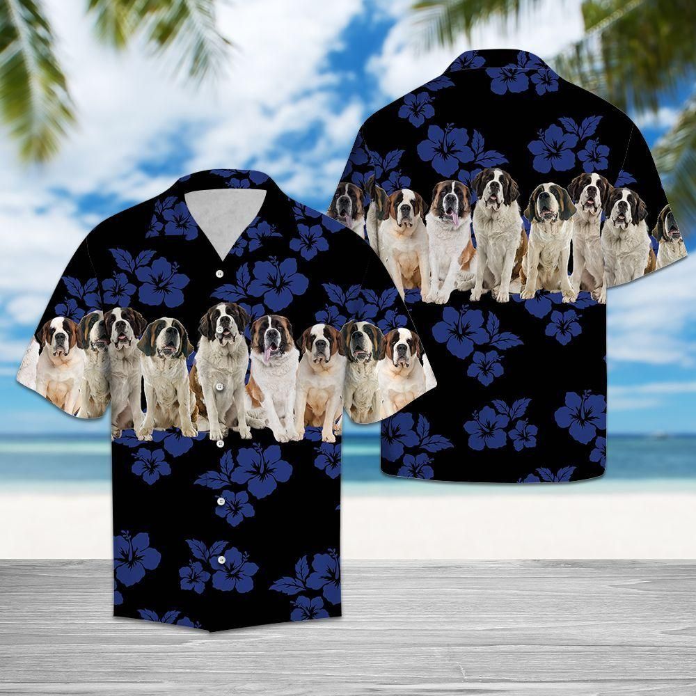 Saint Bernard Blue Nice Design Hawaiian Shirt For Men Women