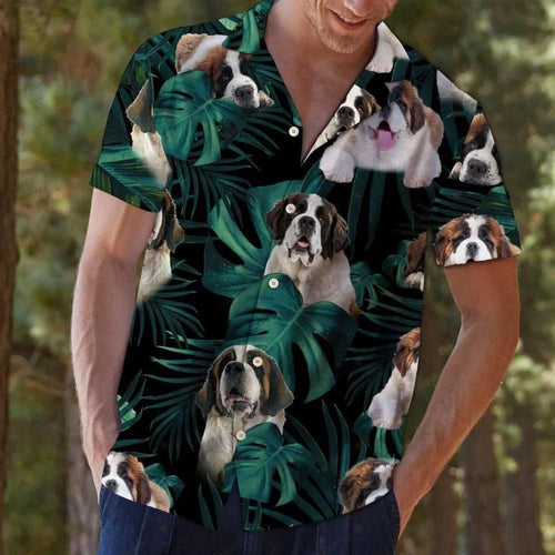 Saint Bernard Tropical Jungle Green Nice Design Hawaiian Shirt For Men Women