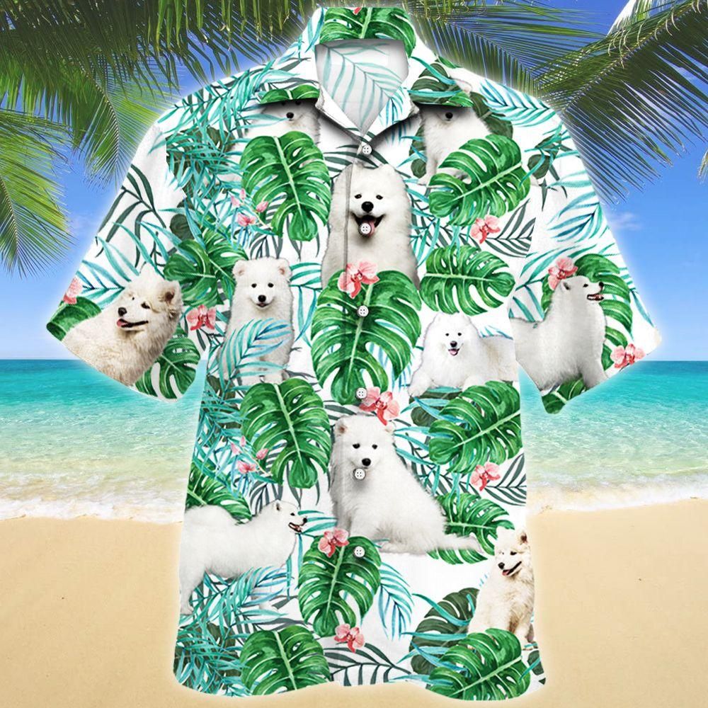Samoyed Dog Tropical Plant Hawaiian Shirt For Men Women