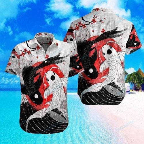 Samurai Yin Yang Koi Fish Hawaiian Shirt For Men Women