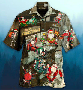 Santa Claus Robot Hawaiian Shirt For Men Women