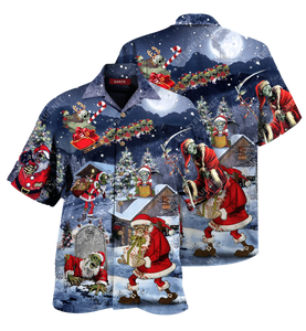 Santa Claus Zombie Is Coming In Christmas Holiday Hawaiian Shirt For Men Women