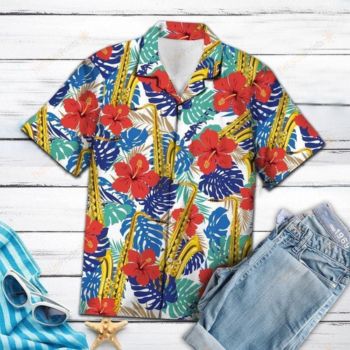 Saxophone Tropical Plants Multicolor Amazing Design Hawaiian Shirt For Men Women