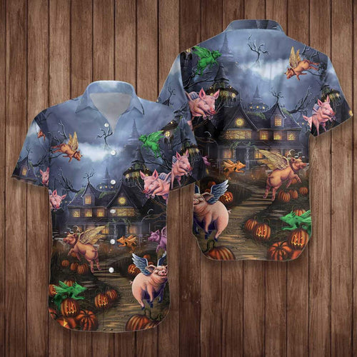 Scary Pigs Can Fly Hawaiian Shirt For Men Women