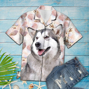 Seashells Cute Alaskan Malamute Pink Awesome Design Hawaiian Shirt For Men Women
