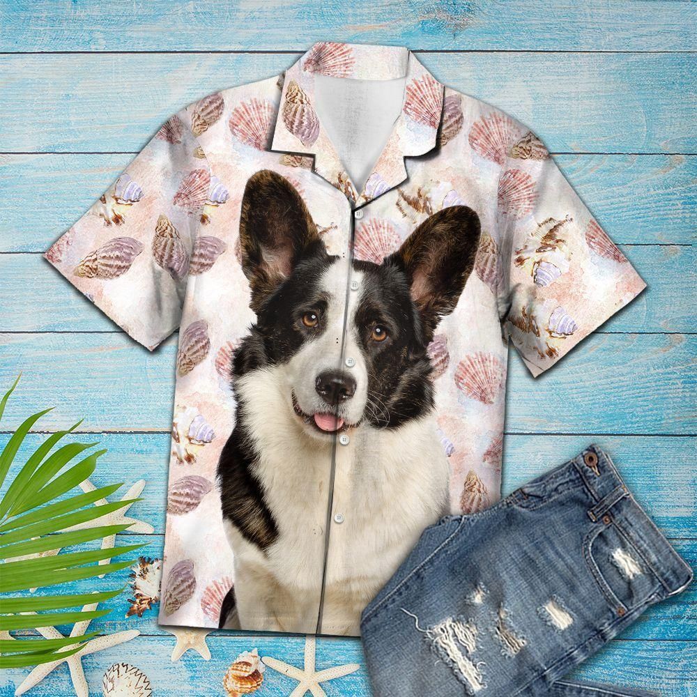 Seashells Cute Cardigan Welsh Corgi Pink Awesome Design Hawaiian Shirt For Men Women