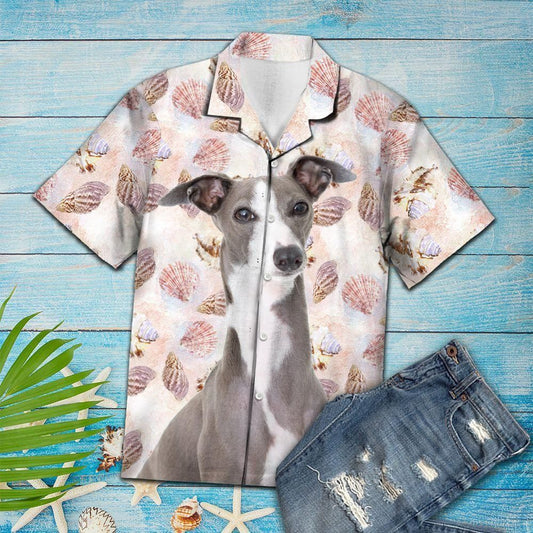 Seashells Cute Italian Greyhound Pink Amazing Design Hawaiian Shirt For Men Women