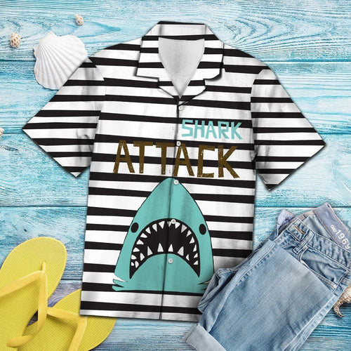 Shark Attack White Awesome Design Hawaiian Shirt For Men Women