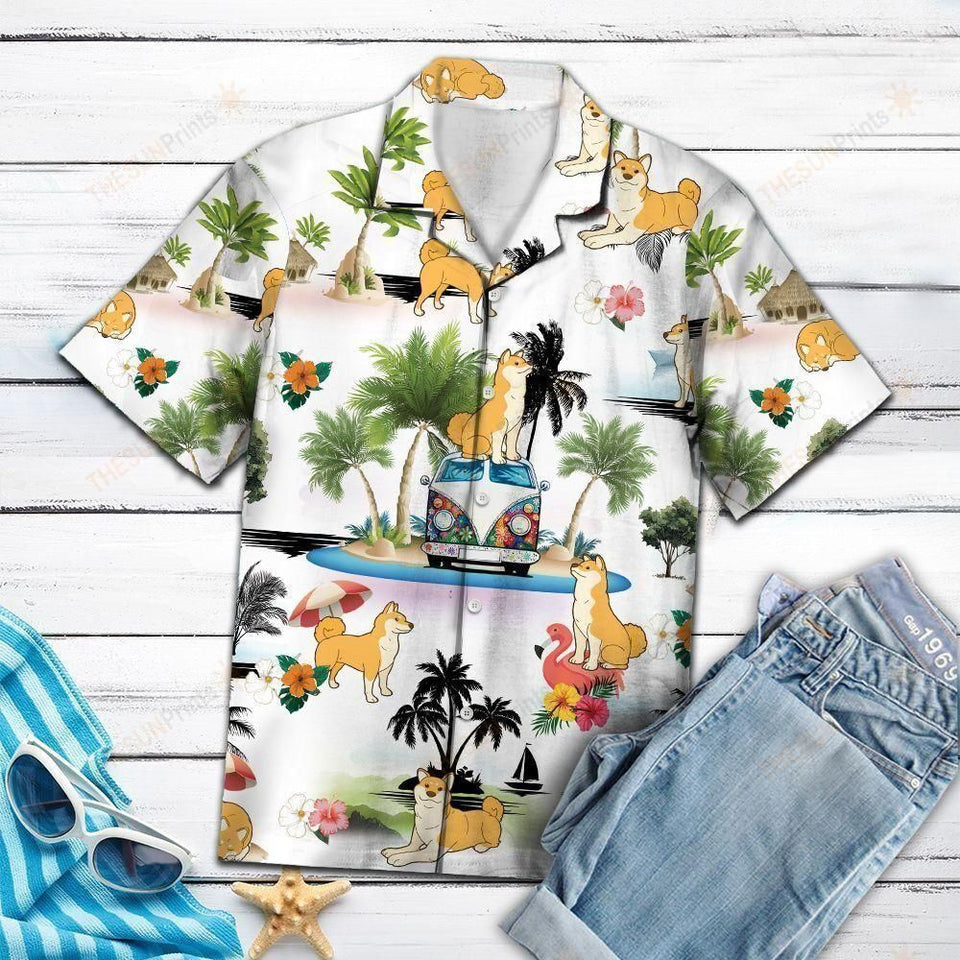Shiba Inu Vacation Multicolor Amazing Design Hawaiian Shirt For Men Women