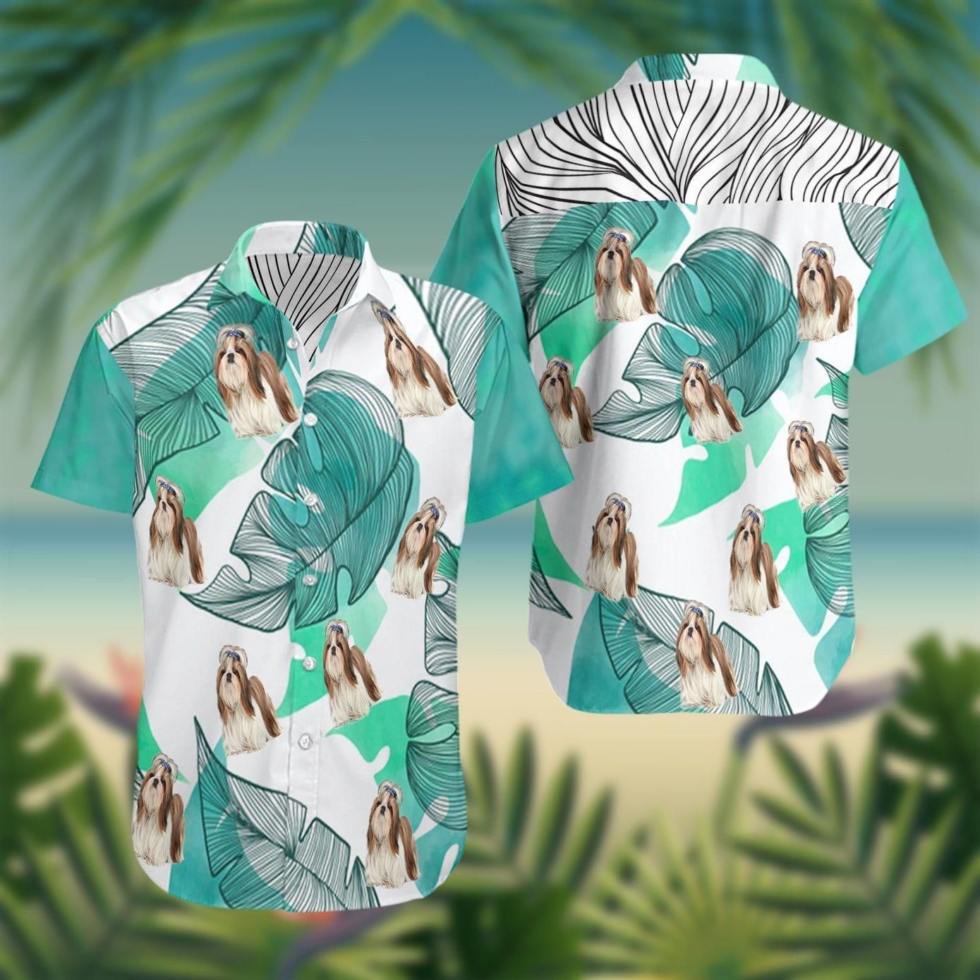 Shih Tzu Green High Quality Hawaiian Shirt For Men Women