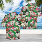 Siamese Cat Tropical Coconut Green Unique Design Hawaiian Shirt For Men Women